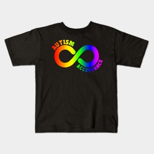 Autism Acceptance With Rainbow Infinity Symbol Kids T-Shirt